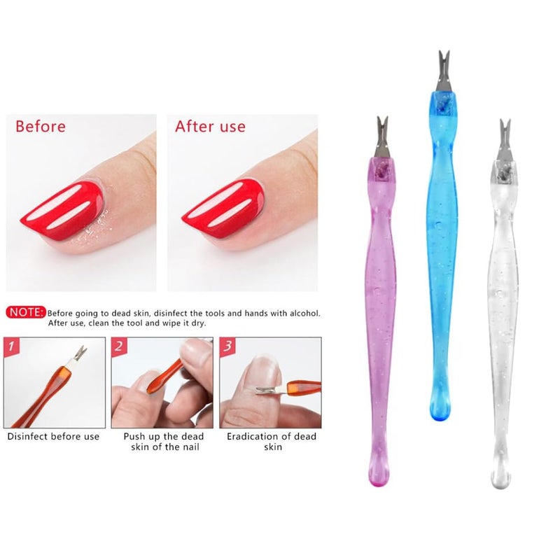 LUXXII (3 Pack) Color Practical Nail Art Tools Pedicure Cuticle Trimmer Remover Pusher Dead Skin Callus Removal Fork - Image 2